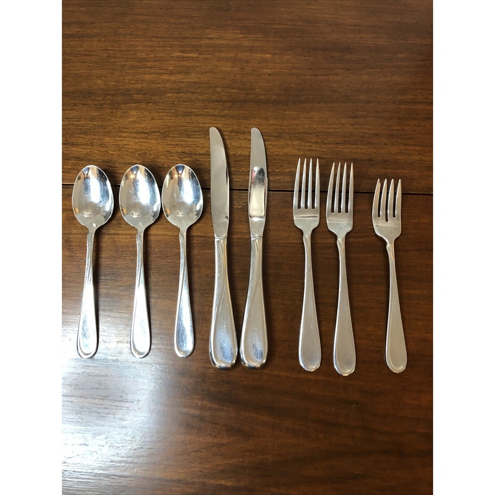 Oneida FLIGHT RELIANCE Stainless Lot Of 8 Flatware Forks Knives Spoons